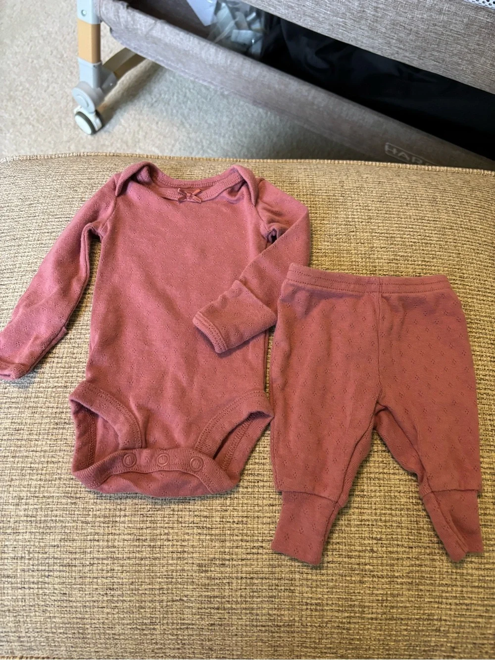 Carter's Dusty Rose Long-Sleeve One-Piece & Pants Set